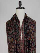 Black viscose blend wool Kashmiri shawl with chinar leaves pattern with parsley design — Kaash Collection
