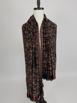 Black viscose blend wool Kashmiri shawl with chinar leaves pattern with parsley design — Kaash Collection