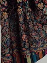 Black viscose blend wool Kashmiri shawl with chinar leaves pattern with parsley design — Kaash Collection