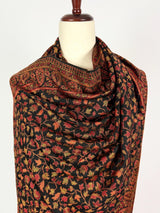Black viscose blend wool Kashmiri shawl with chinar leaves pattern — Kaash Collection