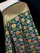Black Floral Dupatta with Meenakari Weave Jaal - Banarasi Silk Dupatta - Grand Borders - Floral Dupatta - Benarasi Dupatta - Gift For Her - Kaash