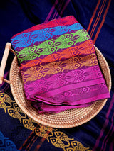 Black Khaadi Cotton with Multi Color Fish Motifs on the Borders - Kaash