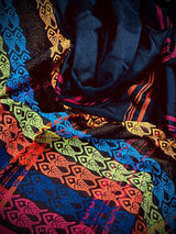 Black Khaadi Cotton with Multi Color Fish Motifs on the Borders - Kaash