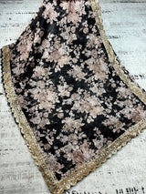 Black Soft Organza Party Wear Saree with Floral Digital Prints with Sequence and Zari Work - Kaash