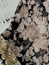 Black Soft Organza Party Wear Saree with Floral Digital Prints with Sequence and Zari Work - Kaash