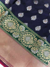 Black Banarasi saree in banarasi silk with traditional banarasi handloom weaving — Kaash Collection