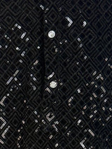 Black Velvet Wedding Party Wear Designer Men Kurta Set with tiny Sequin in black - Kaash