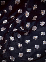 Black with Green Traditional Banarasi Silk Handloom Saree with Paithani Border and Pallu - Kaash