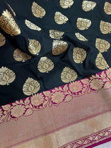 Black & Pink Banarasi saree in banarasi silk with traditional banarasi handweaving — Kaash Collection
