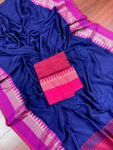 Blue and Purple Pure Khaadi Cotton with Temple Borders - Kaash