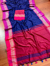 Blue and Purple Pure Khaadi Cotton with Temple Borders - Kaash