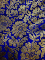 Blue Color Banarasi Silk Saree with Muted Gold Zari Weave - Kaash