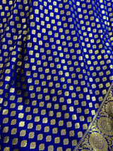 Blue Color Banarasi Silk Saree with Muted Gold Zari Weave - Kaash