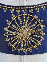 Bottle Green Raw Silk ready-to-wear blouse with handwork with beads — Kaash Collection