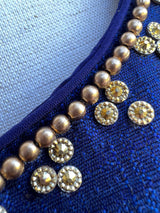 Bottle Green Raw Silk ready-to-wear blouse with handwork with beads — Kaash Collection