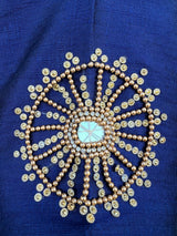Bottle Green Raw Silk ready-to-wear blouse with handwork with beads — Kaash Collection
