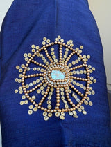 Bottle Green Raw Silk ready-to-wear blouse with handwork with beads — Kaash Collection