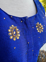 Blue Color Raw Silk Ready to Wear Blouse | Size 36 | Handwork Blouses | Padded Blouse | Readymade Blouses for Sarees | Blue Color Blouse - Kaash