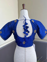 Blue Color Raw Silk Ready to Wear Blouse | Size 36 | Handwork Blouses | Padded Blouse | Readymade Blouses for Sarees | Blue Color Blouse - Kaash
