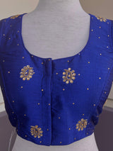 Blue Color Raw Silk Ready to Wear Blouse | Size 36 | Handwork Blouses | Padded Blouse | Readymade Blouses for Sarees | Blue Color Blouse - Kaash