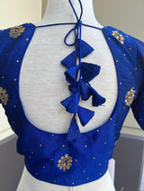 Blue Color Raw Silk Ready to Wear Blouse | Size 36 | Handwork Blouses | Padded Blouse | Readymade Blouses for Sarees | Blue Color Blouse - Kaash