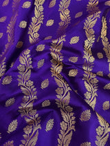 Blue Banarasi saree in banarasi silk with muted gold zari weave — Kaash Collection