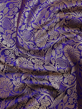 Blue Color Semi Banarasi Silk Saree with Muted Gold Zari Weave - Kaash