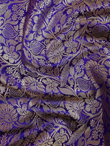 Blue Banarasi saree in banarasi silk with muted gold zari weave — Kaash Collection