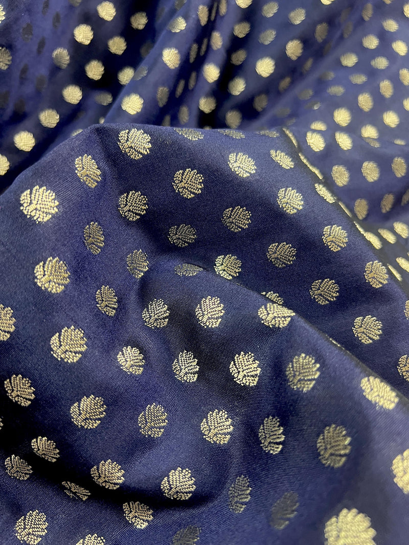 Blue Color Traditional Banarasi Handloom Saree in Soft Satin Silk with Meenakari and Sliver Zari Weave - Kaash