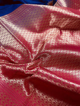 Blue with Green & Purple Banarasi saree in banarasi silk with muted gold zari with meenakari & 9" border — Kaash Collection