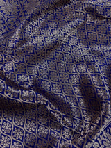 Blue Pure Banarasi Katan Silk Saree with Copper and Sliver Zari - Kaash