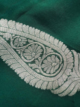Bottle Green pure chiffon silk saree with silver zari work — Kaash Collection