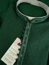 Bottle Green Soft Silk Kurta Pajama for Men - Kaash