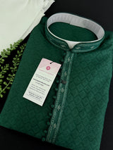Bottle Green Soft Silk Kurta Pajama for Men - Kaash
