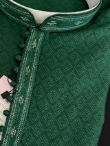 Bottle Green Soft Silk Kurta Pajama for Men - Kaash