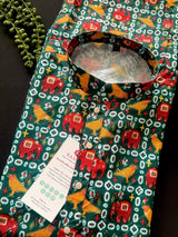 Bottle Green Soft Silk Kurta with Patola Pattern Prints with Sequin and Thread - Kaash