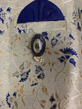 Blue & Gold Boys 3pcs Floral Jacket 3-piece kurta pajama set for boys with floral jacket 3pc set — Kaash Collection