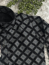 Boys Black Color Premium Cotton Silk Kurta Pajama Set with Self design Butti - Kaash