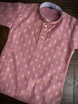 Lavender Father-Son Cotton 2-piece kurta pajama set for boys with small gold zari buttis — Kaash Collection