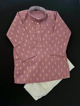 Lavender Father-Son Cotton 2-piece kurta pajama set for boys with small gold zari buttis — Kaash Collection