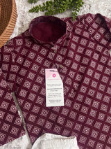 Boys Maroon Color Premium Cotton Silk Kurta Pajama Set - Kaash