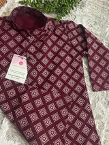 Boys Maroon Color Premium Cotton Silk Kurta Pajama Set - Kaash