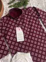 Boys Maroon Color Premium Cotton Silk Kurta Pajama Set - Kaash
