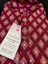 Boys Wine Color Premium Cotton Silk Kurta Pajama Set with small Self design Butti - Kaash