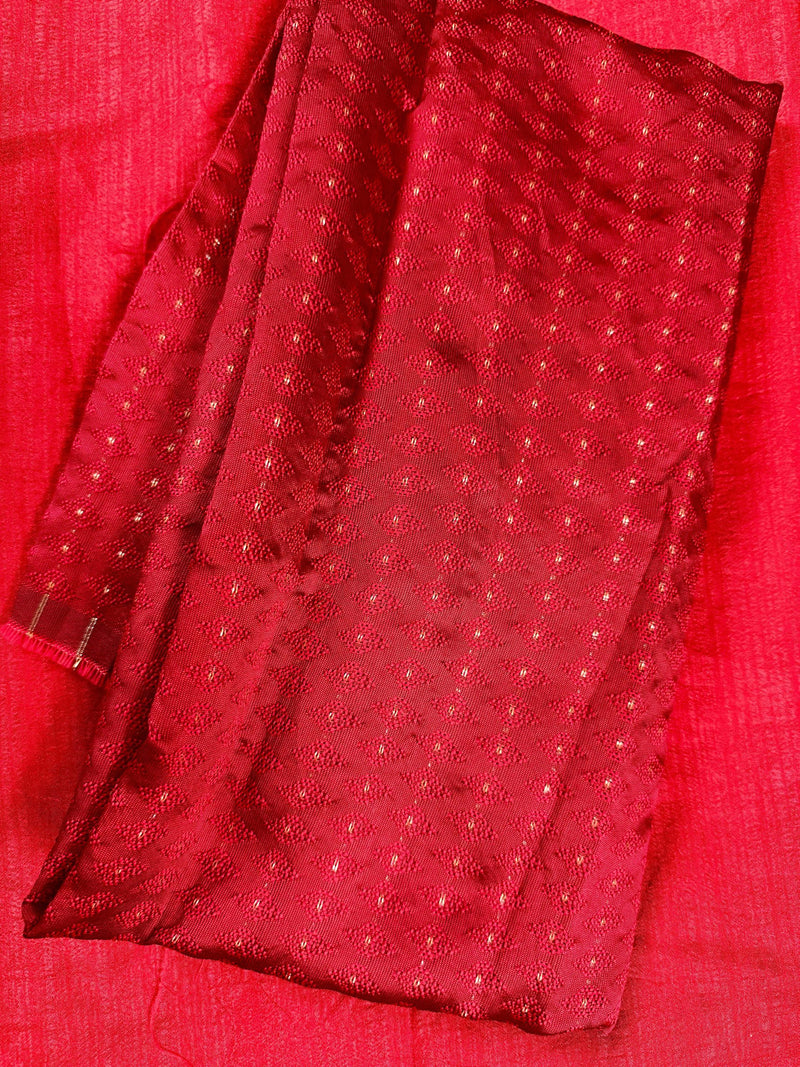 Bright Gajari Color Art Silk Saree with Lace Borders - Plain Body and Work Blouse - Bright Carrot Color Saree - Kaash