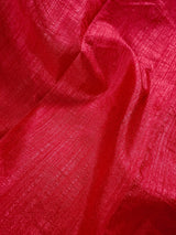 Bright Gajari Color Art Silk Saree with Lace Borders - Plain Body and Work Blouse - Bright Carrot Color Saree - Kaash