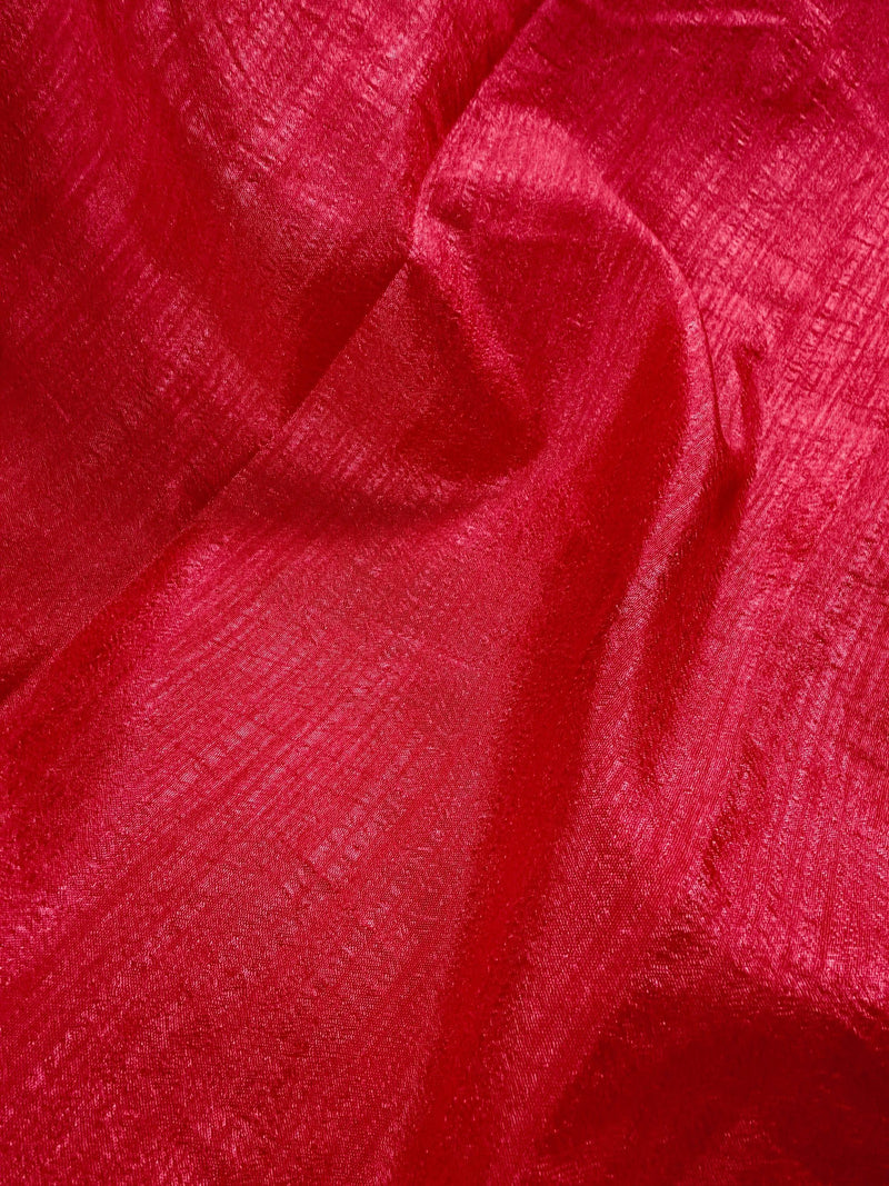 Bright Gajari Color Art Silk Saree with Lace Borders - Plain Body and Work Blouse - Bright Carrot Color Saree - Kaash
