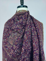 Brinjal Purple pure pashmina Kashmiri shawl with kani weave, floral motifs — Kaash Collection