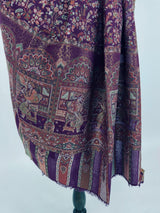 Brinjal Purple pure pashmina Kashmiri shawl with kani weave, floral motifs — Kaash Collection
