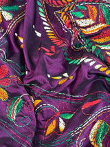 Burgundy Color Kantha Stitch Saree - Kaash